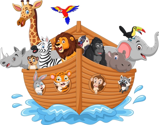 Cartoon noah ark with animals