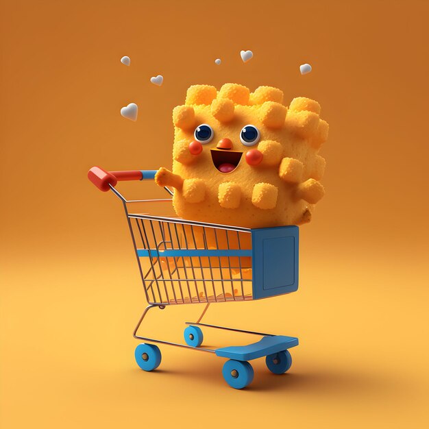 Cartoon Nugget in a shopping cart