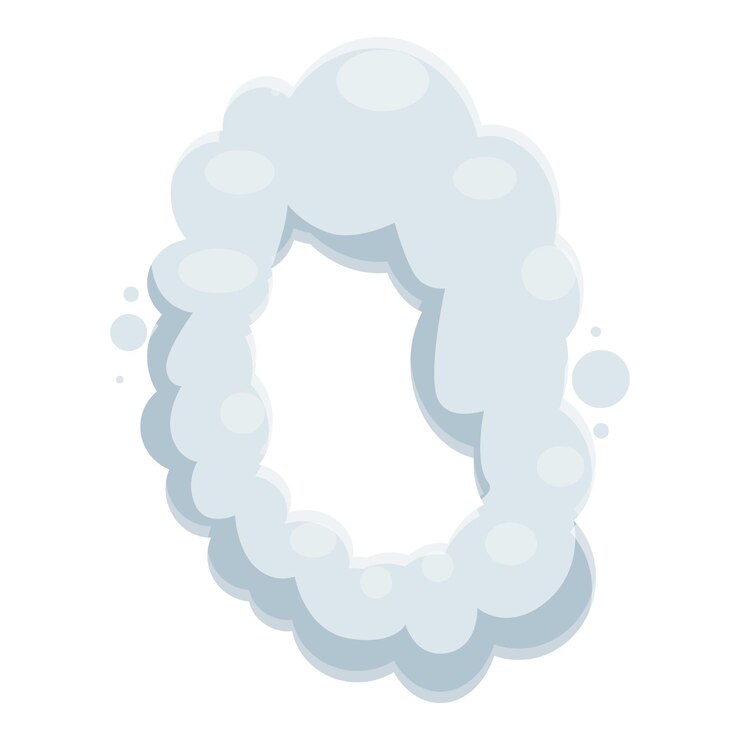 Vector cartoon number zero shaped smoke cloud forming abstract symbol