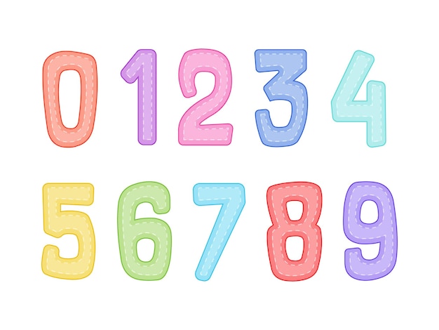 Cartoon numbers colored fun alphabet for school kids text clipart set isolated