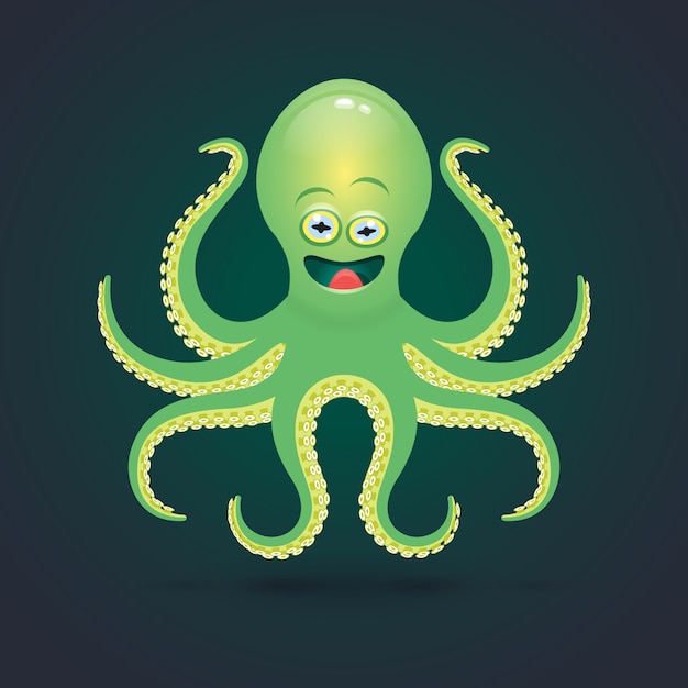 Cartoon octopus illustratie. op donker.