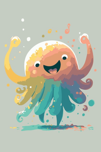 Cartoon octopus. vector tekening van schattig lachend zeeleven. geïsoleerd zeedier. grappige inktvisbaby