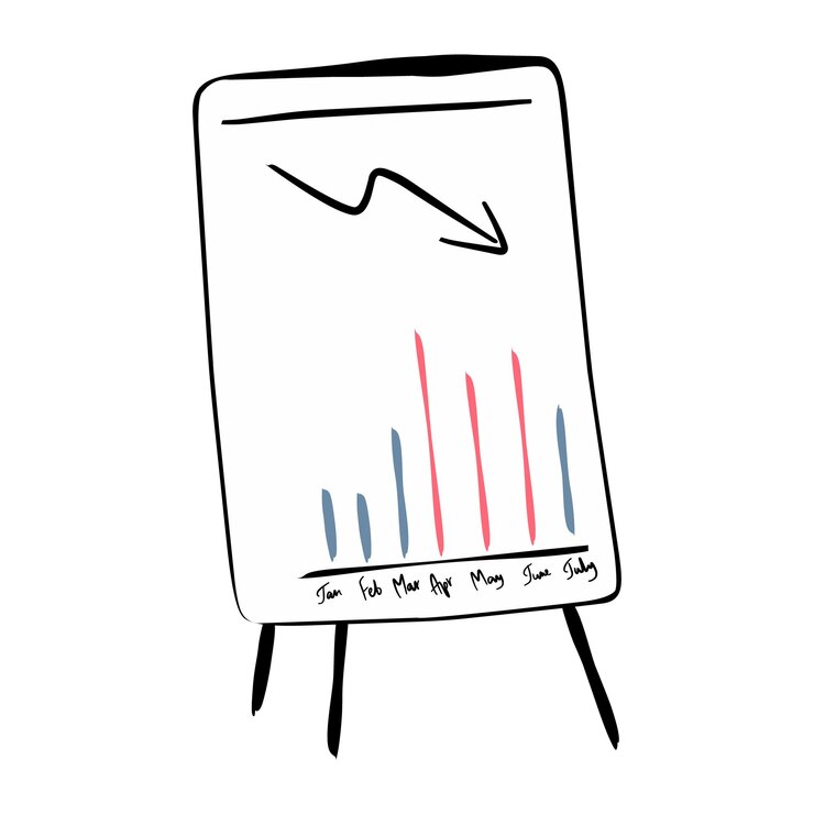 Vector cartoon office flipchart with infographic