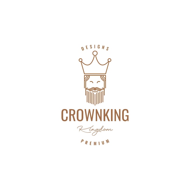 Cartoon old man beard king crown logo design