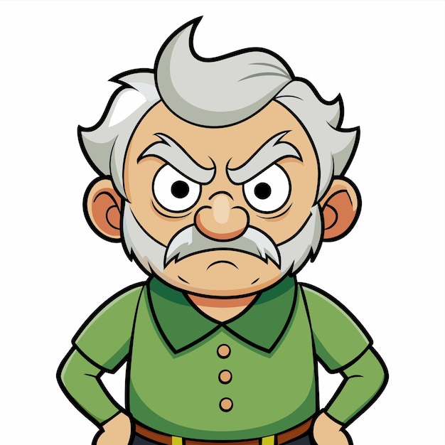 Vector a cartoon of an old man with a grumpy expression on his face