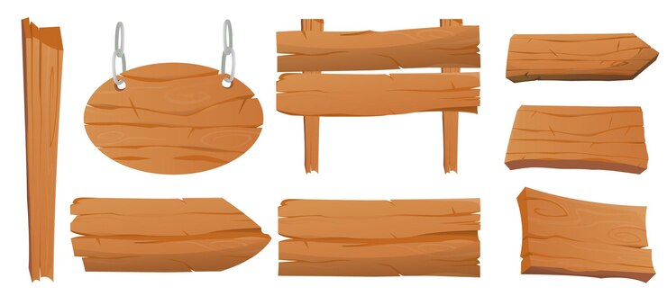 Cartoon old wood boards collection illustration