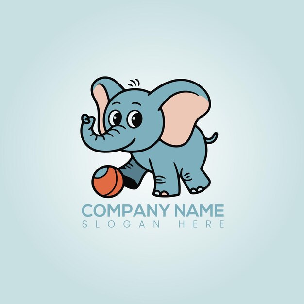 Cartoon Olifant die met een bal speelt