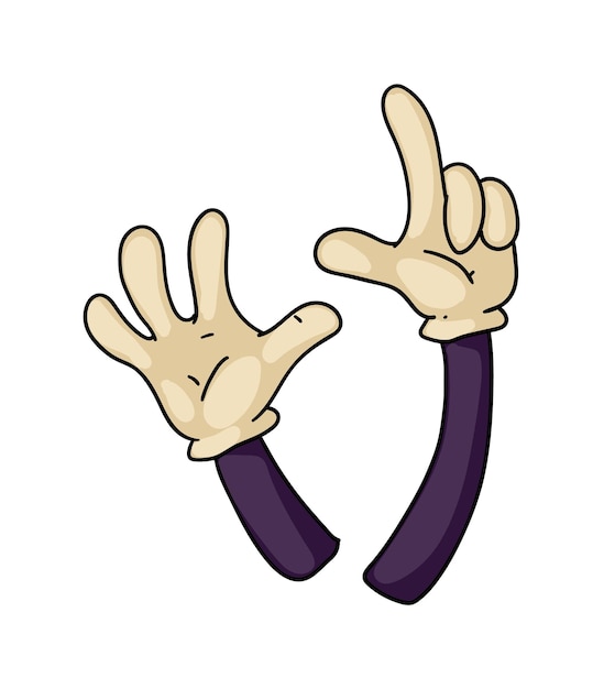 Cartoon open hand and pointing index finger