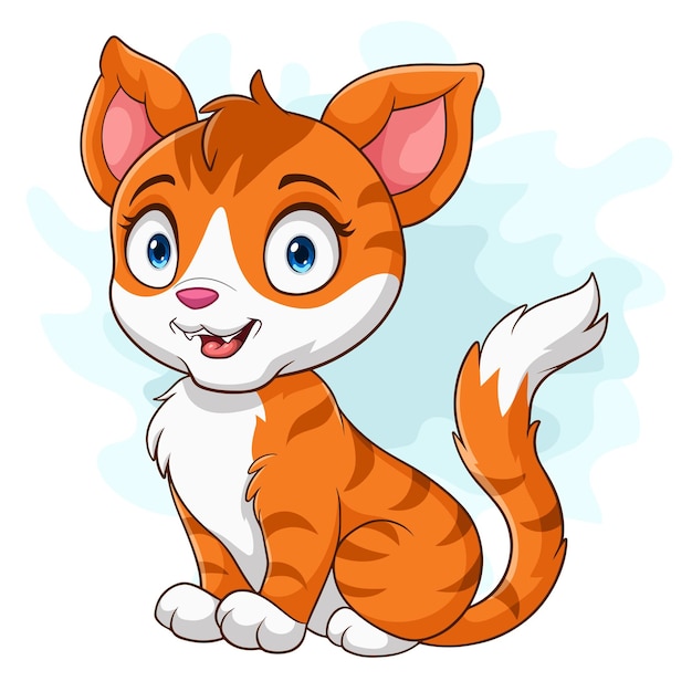 Vector cartoon orange cat on white background