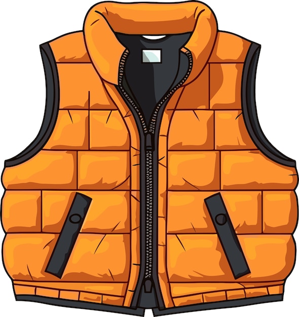 Cartoon Orange Down Vest Waistcoat Vector Illustration