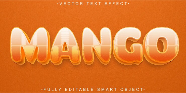 Вектор вектор мультфильма orange mango полностью редактируемый смарт-объект текстовый эффект