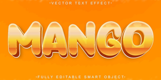 Cartoon Orange Mango Vector Volledig bewerkbaar Smart Object Text Effect