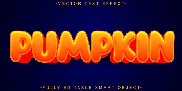 Vector cartoon orange pumpkin vector fully editable smart object text effect