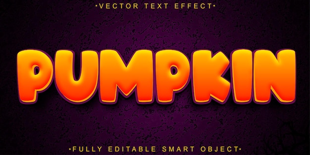 Vector cartoon orange pumpkin vector fully editable smart object text effect