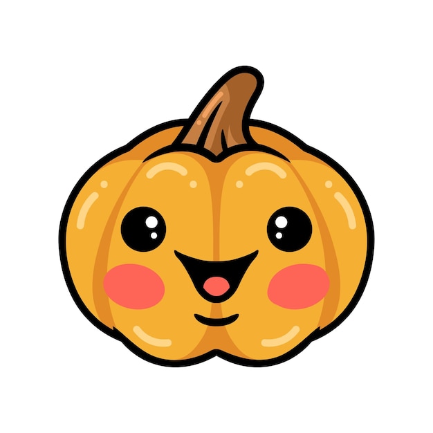 Cartoon orange pumpkin with happy face