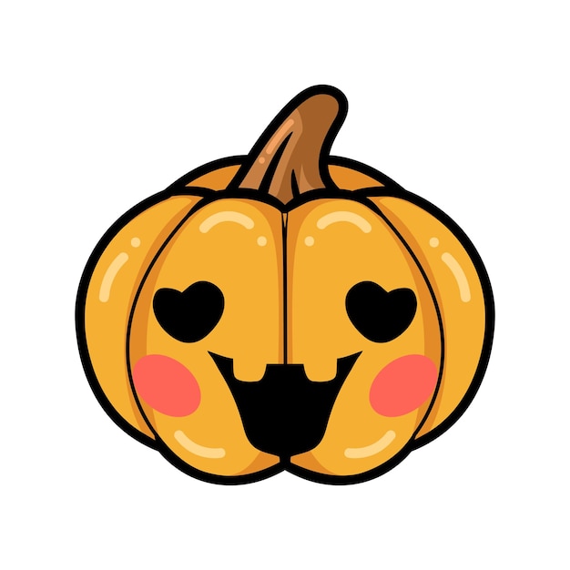 Cartoon orange pumpkin with happy face