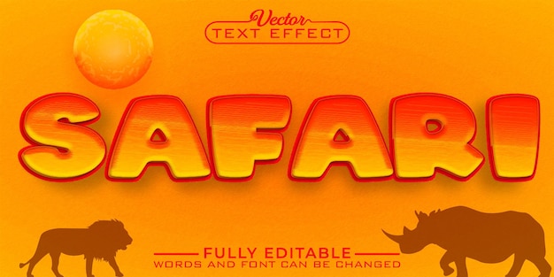 Cartoon orange safari vector editable text effect template