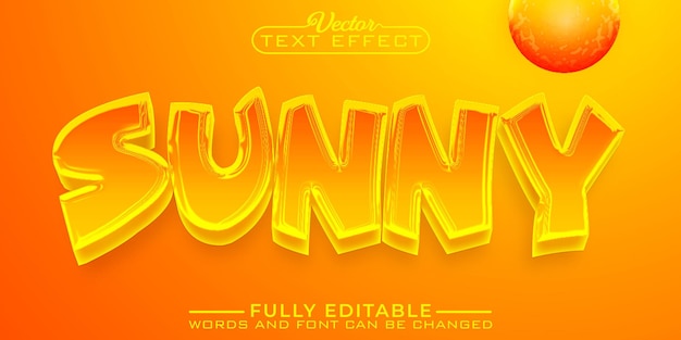 Vector cartoon orange sunny vector editable text effect template