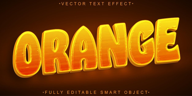 Cartoon orange vector effetto di testo dell'oggetto intelligente completamente modificabile