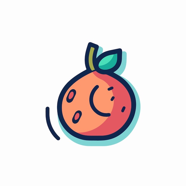 A cartoon orange with a leaf on it