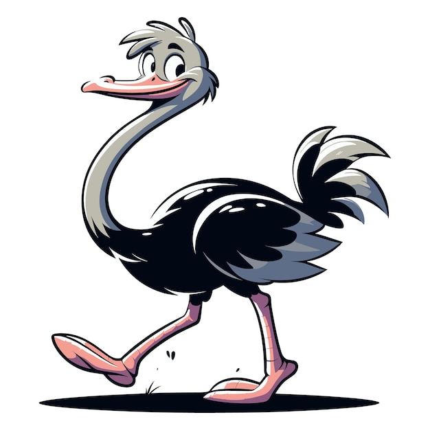 Vector cartoon ostrich vector illustration