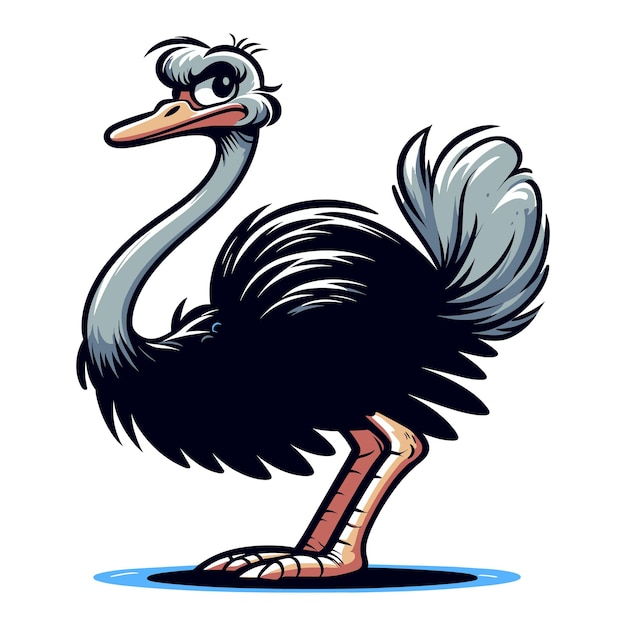 Vector cartoon ostrich vector illustration