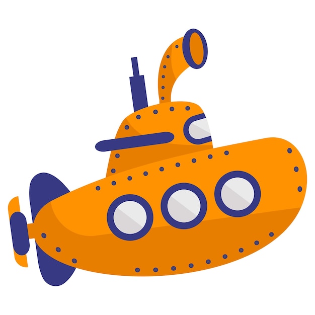cartoon oude onderzeeër met verlichting Concept Retro Navy Ship vector kleur pictogram ontwerp Diepzee schepsel