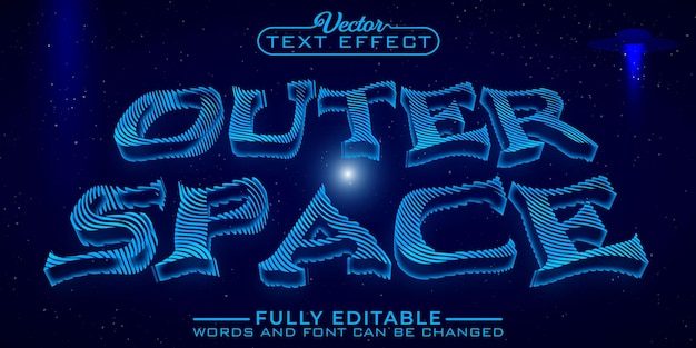 Vector cartoon outer space vector editable text effect template