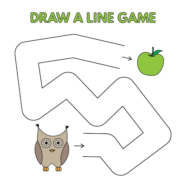 Cartoon Owl Draw a Line Game for Kids