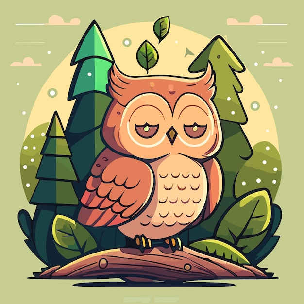 Cartoon owl with a green background