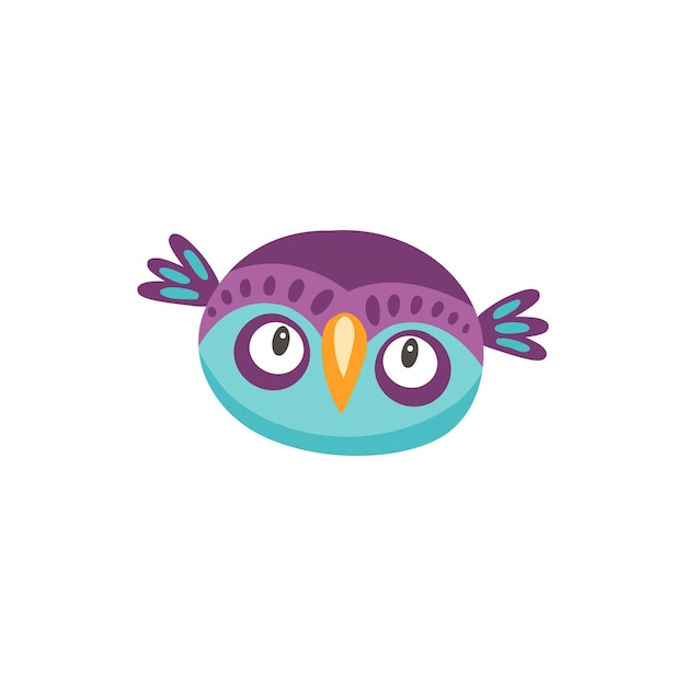 Cartoon owlet wilde bosvogel geïsoleerde cartoon gezichtsmasker vector nachtelijke roofvogel met grote naar voren gerichte ogen wijze kerkuil roofdier eagleowl wildlife mascotte halloween en wijsheid symbool