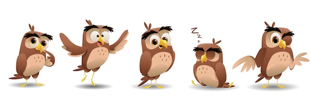 Vector cartoon owls collection