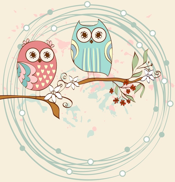 Vector cartoon owls