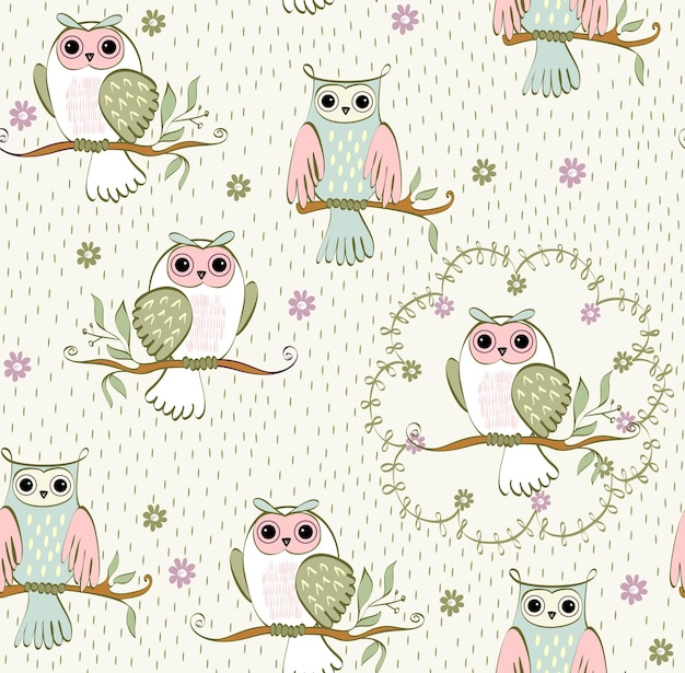 Vector cartoon owls