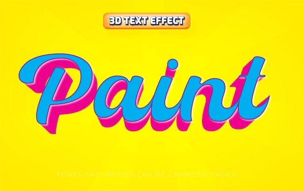 Cartoon paint 3d editable text effect style