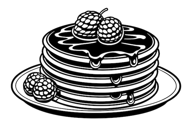 Cartoon Pancakes Illustratie met boter en fruit toppings