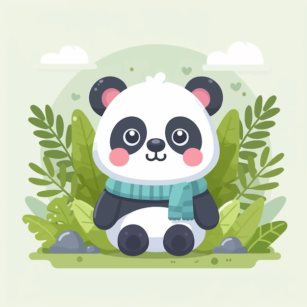 a cartoon of a panda bear with a sweater that says panda