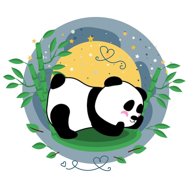 Vector cartoon panda is sleeping