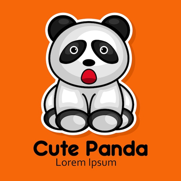 cartoon panda-logo-ontwerp met mooi schattig gezicht voor dierenliefhebber