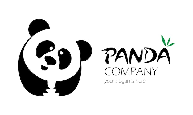 Силуэт мультяшной панды в простом плоском стиле
