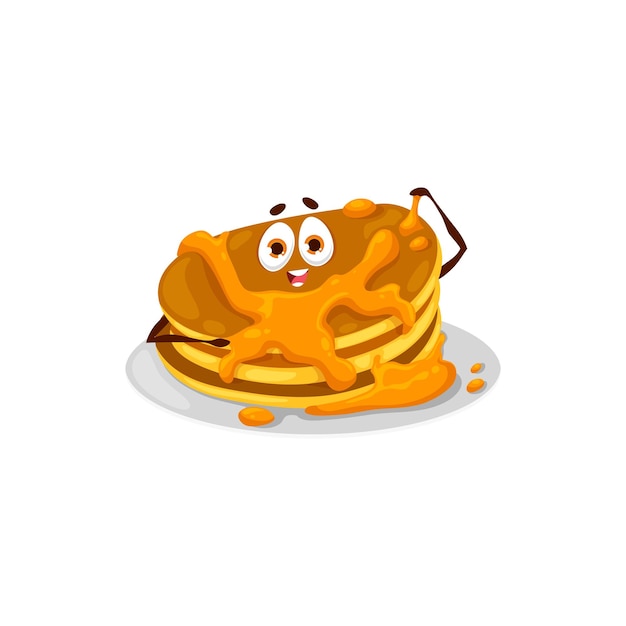 Vector cartoon pannenkoek met karamel en honing