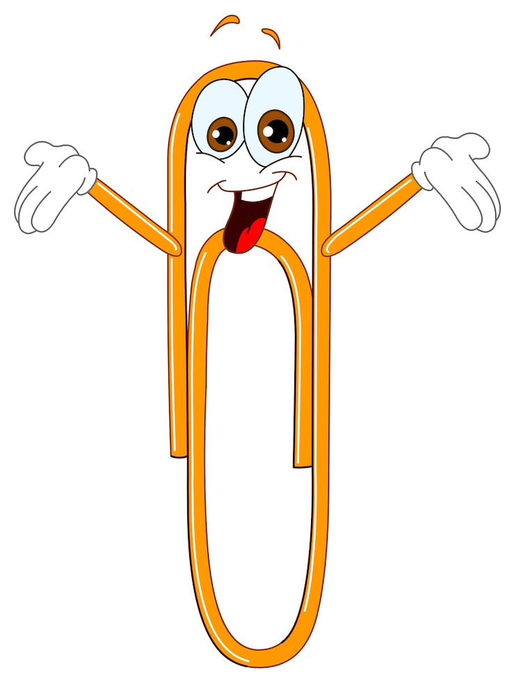 Vector cartoon paper clip raising his hands