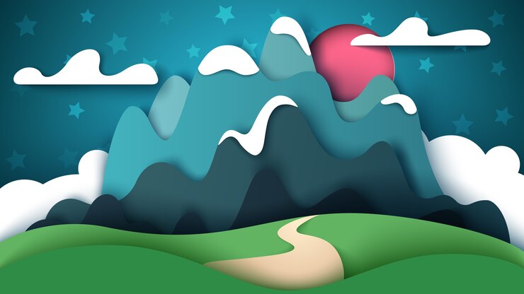 Vector cartoon paper landscape