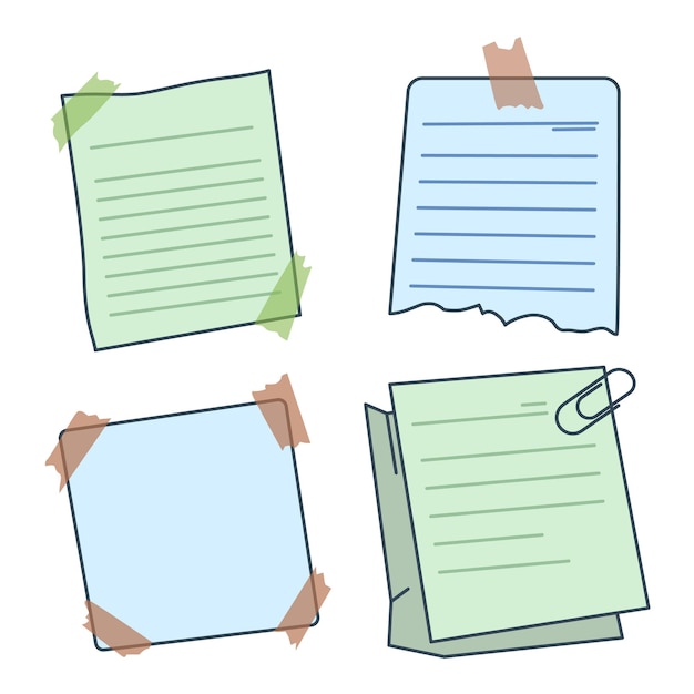 Cartoon paper note vector set