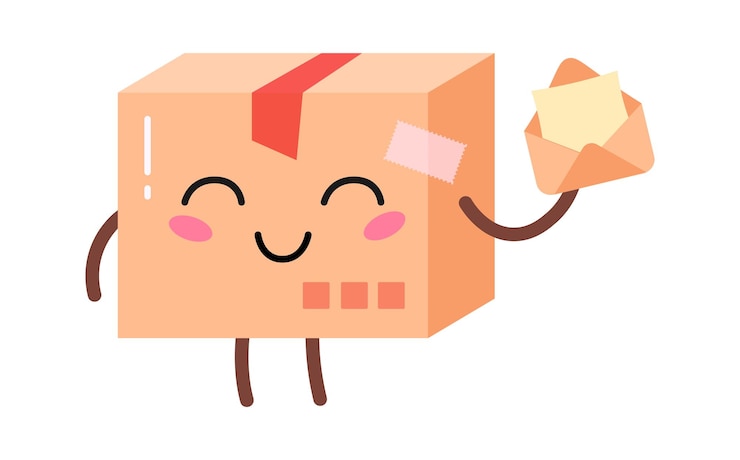 Vector cartoon parcel with envelope delivery service vector illustration