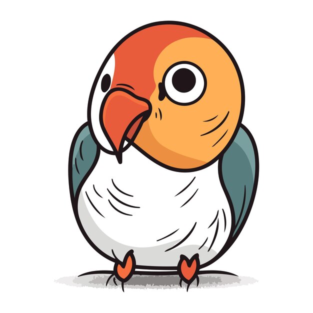 Vettore pappagallo cartone animato isolato su uno sfondo bianco illustrazione vettoriale