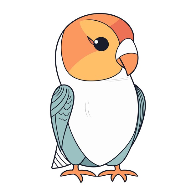 Карикатурный попугай, изолированный на белом фоне