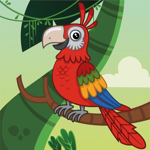 Cartoon parrot vector illustration