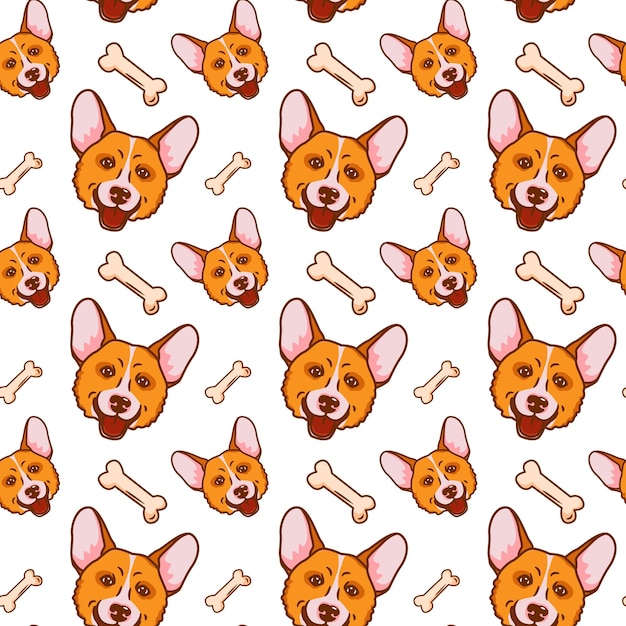 Cartoon pattern with the image of a dogs head