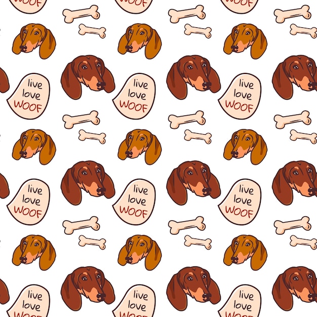 Cartoon pattern with the image of dogs head